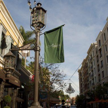 Banner hanging from a light pole